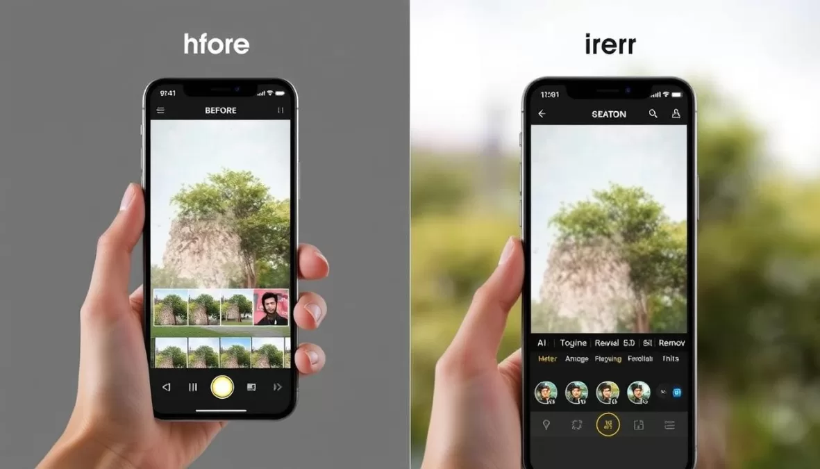 PhotoRoom AI image editing app showing background removal and editing features