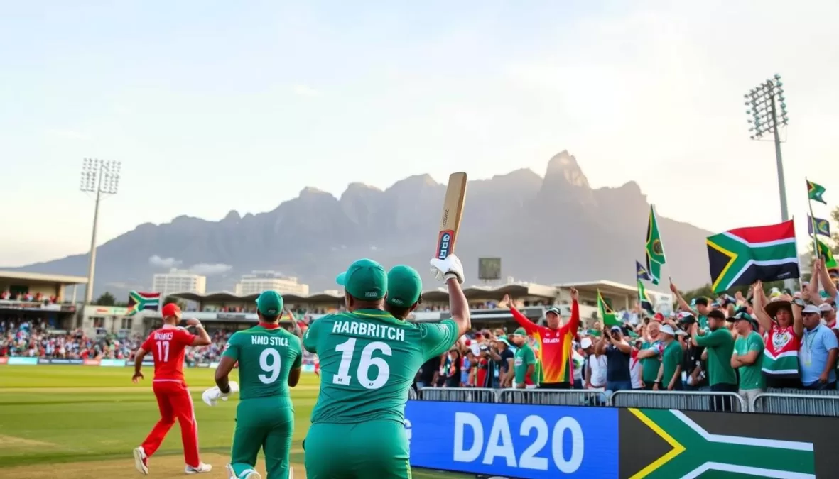 SA20 match in Cape Town with Table Mountain backdrop