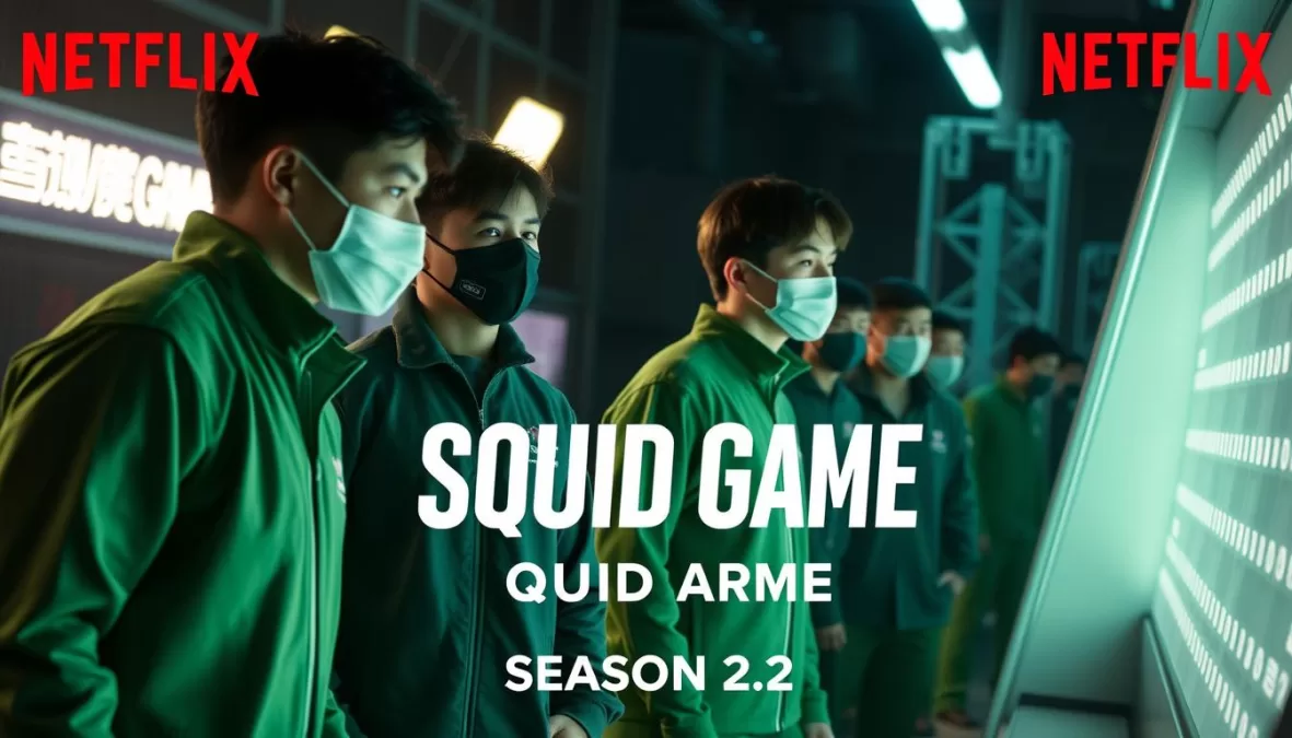 Squid Game Season 2 promotional image showing contestants in the iconic green tracksuits facing new challenges - Most-Watched TV Series 2024-25
