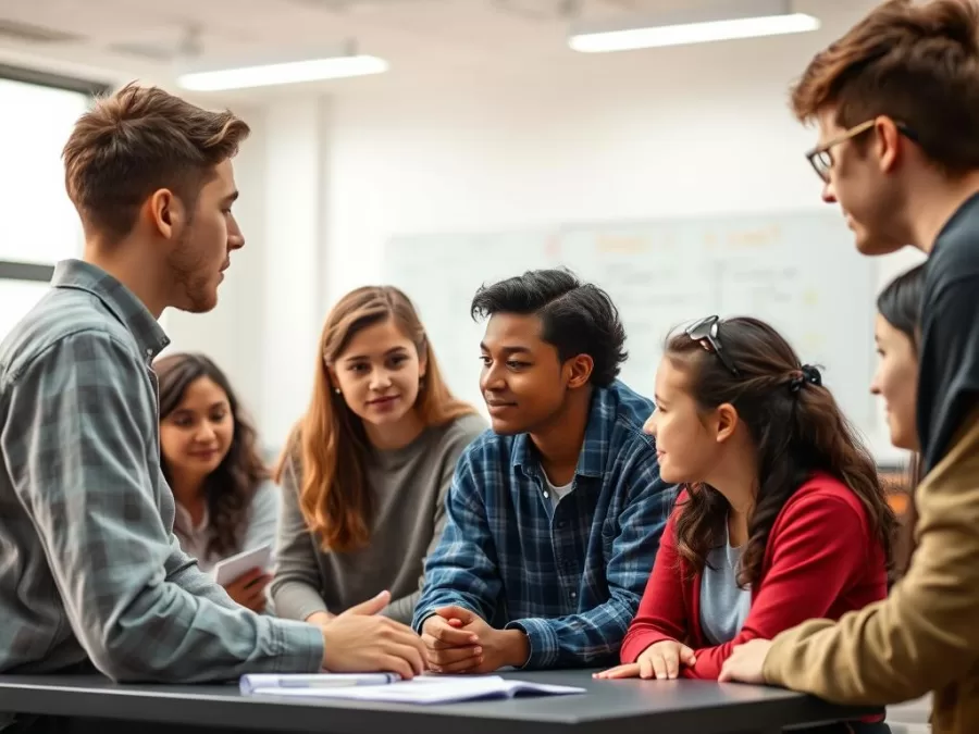 Students demonstrating emotional intelligence through collaborative problem-solving