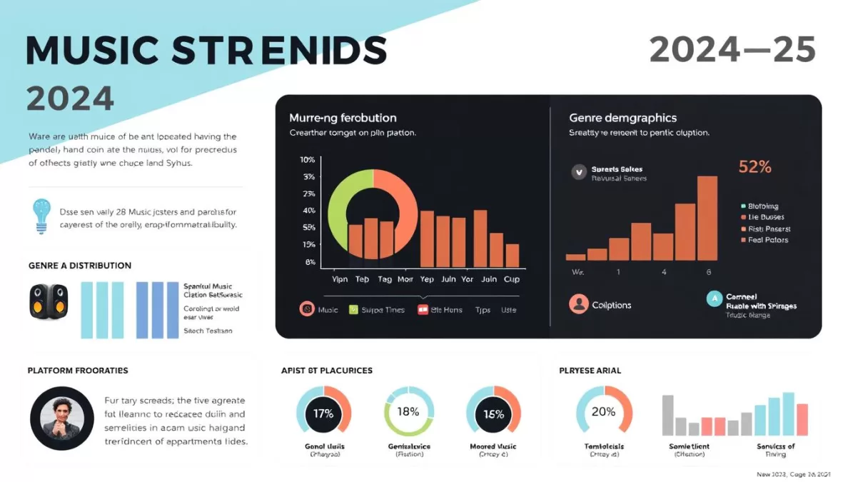 Visual representation of music streaming trends in 2024-25 showing the dominance of pop and cross-genre collaborations in the Top 10 Most Streamed Songs Worldwide