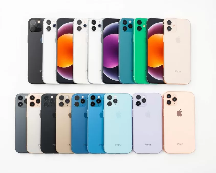 iPhone 17 color lineup showing the new orange, dark blue, and pastel options across all models