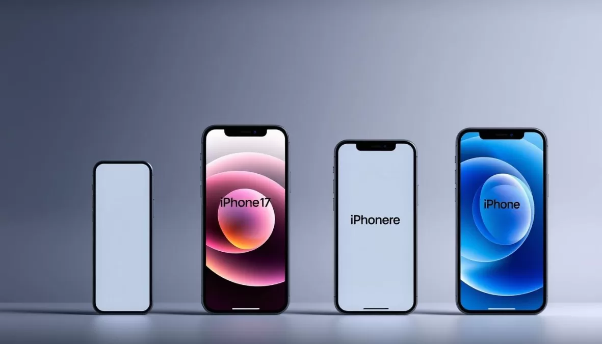 iPhone 17 lineup showing all four models: iPhone 17, iPhone 17 Air, iPhone 17 Pro, and iPhone 17 Pro Max