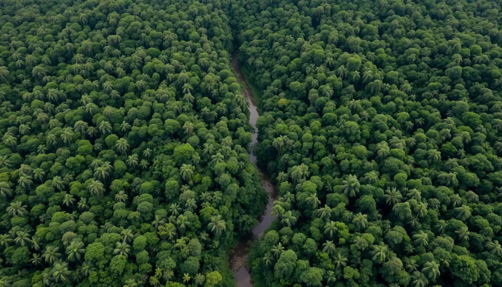 Aerial view of the Amazon rainforest in Brazil, one of the countries with richest wildlife biodiversity