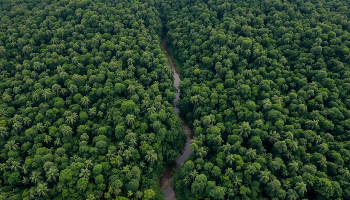 Aerial view of the Amazon rainforest in Brazil, one of the countries with richest wildlife biodiversity