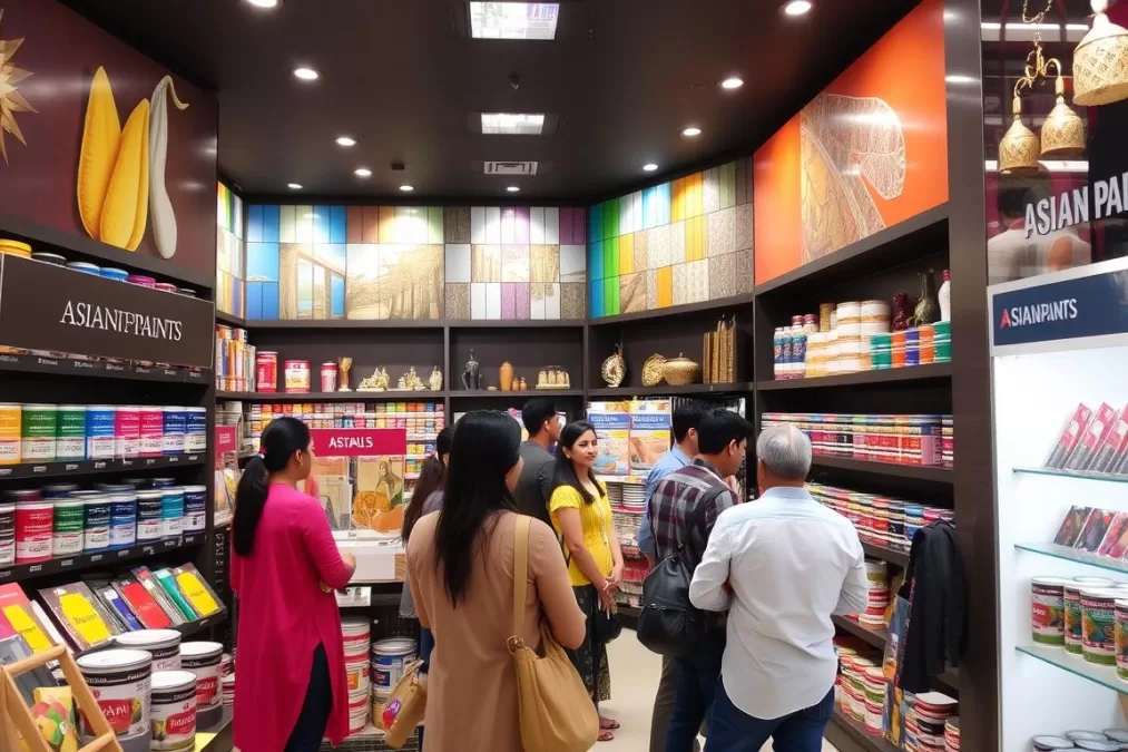 Asian Paints retail store with decorative products for top diwali stocks 2025