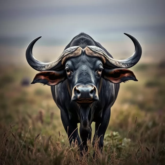 Cape buffalo staring at camera, one of the deadliest animals in the world