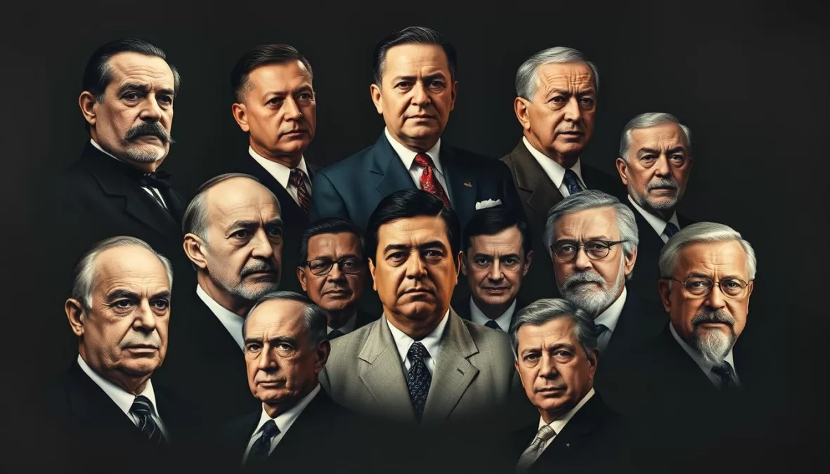 Collage of the top 10 worst presidents in world history showing their portraits with dark, ominous background