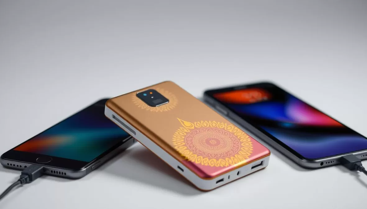 Compact power bank with Diwali-themed design under 1000 Rs