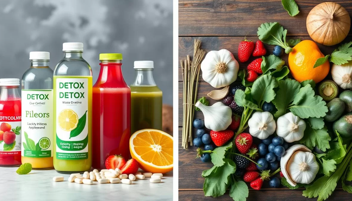 Comparison of detox products versus natural foods that support the body's detoxification systems