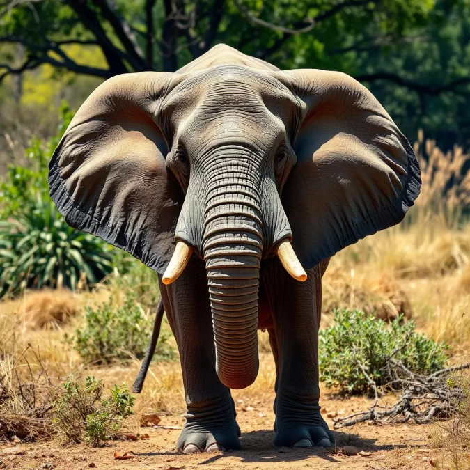 Elephant in aggressive posture, one of the deadliest animals in the world