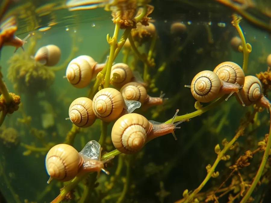 Freshwater snails in their aquatic habitat, carriers of schistosomiasis and among the deadliest animals in the world