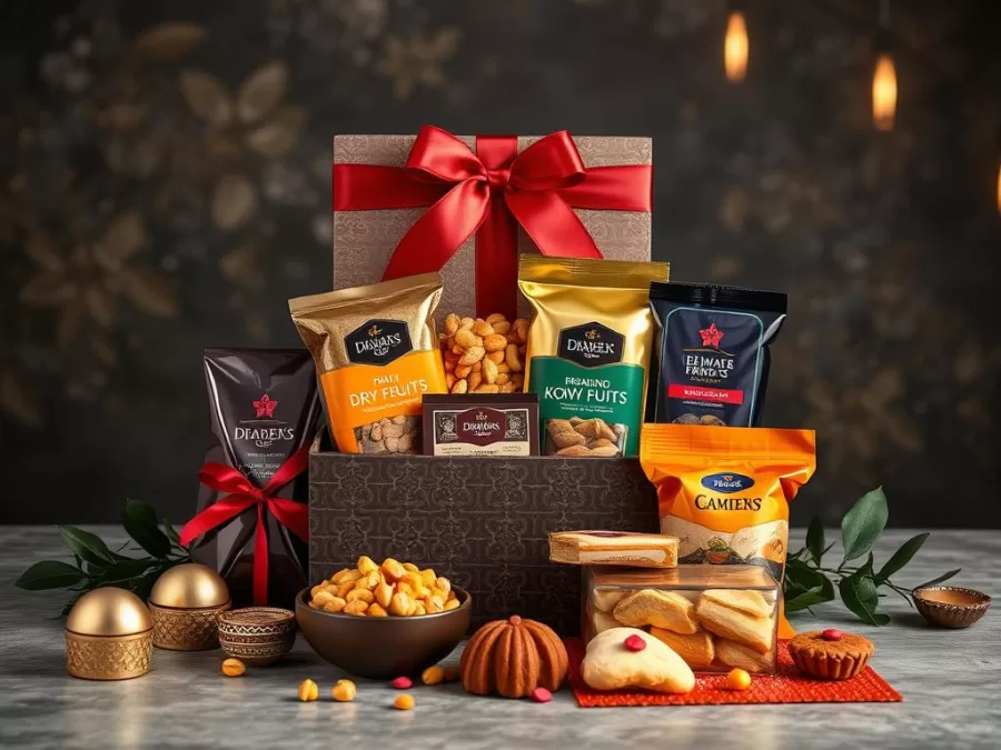 Gourmet dry fruit and sweet hamper for Diwali gifting under 1000 Rs