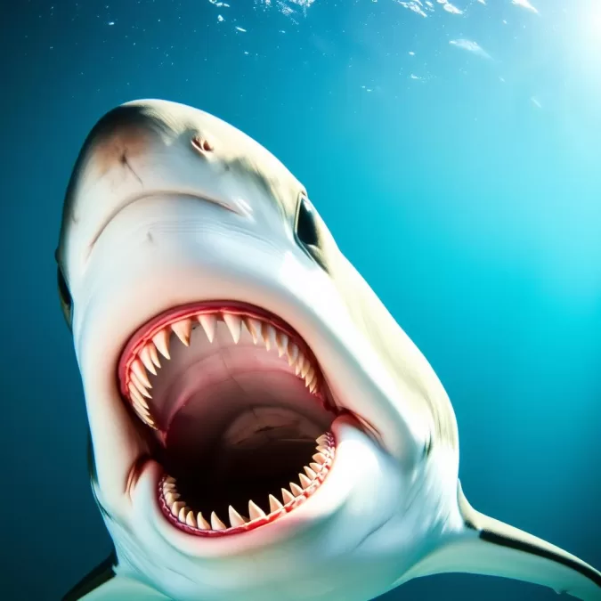Great white shark showing teeth, one of the deadliest animals in the world