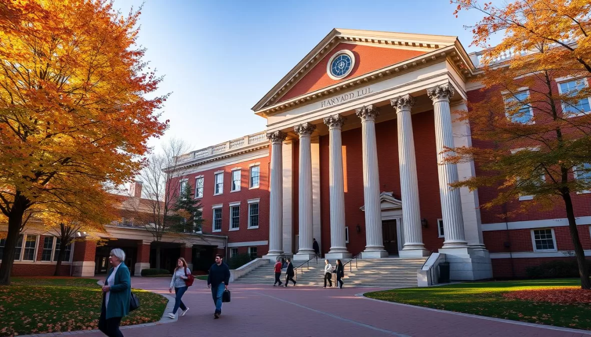 Harvard Law School campus with its iconic buildings, representing one of the top 10 best law schools in the world
