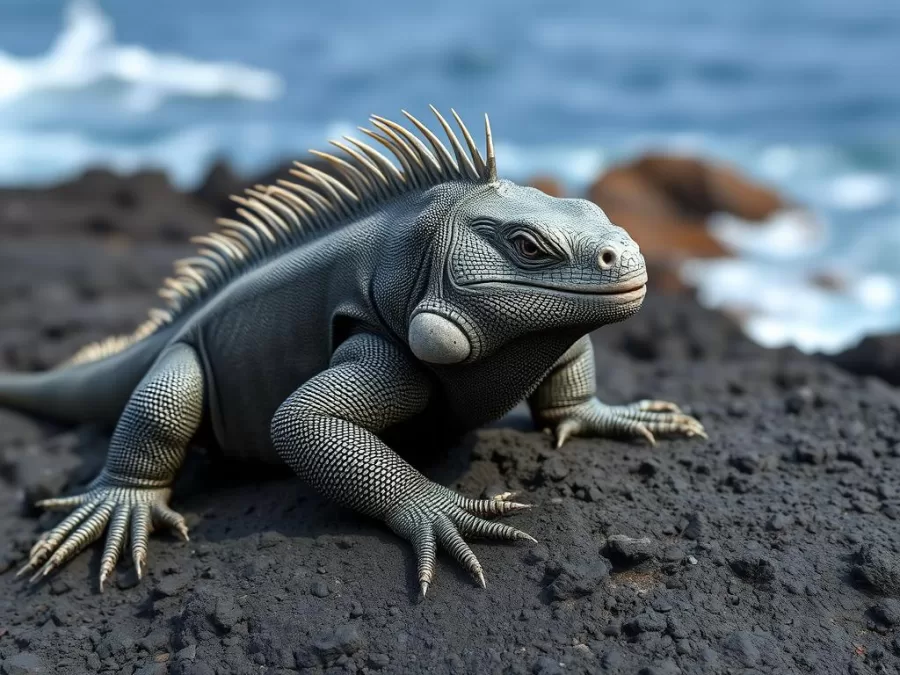 Marine iguana on Galapagos Islands, Ecuador, endemic species in countries with richest wildlife biodiversity