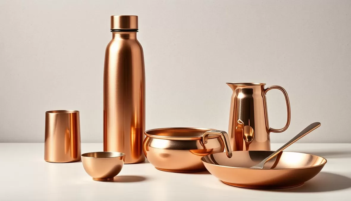 Modern copper water bottle and small kitchenware items for Diwali gifting under 1000 Rs