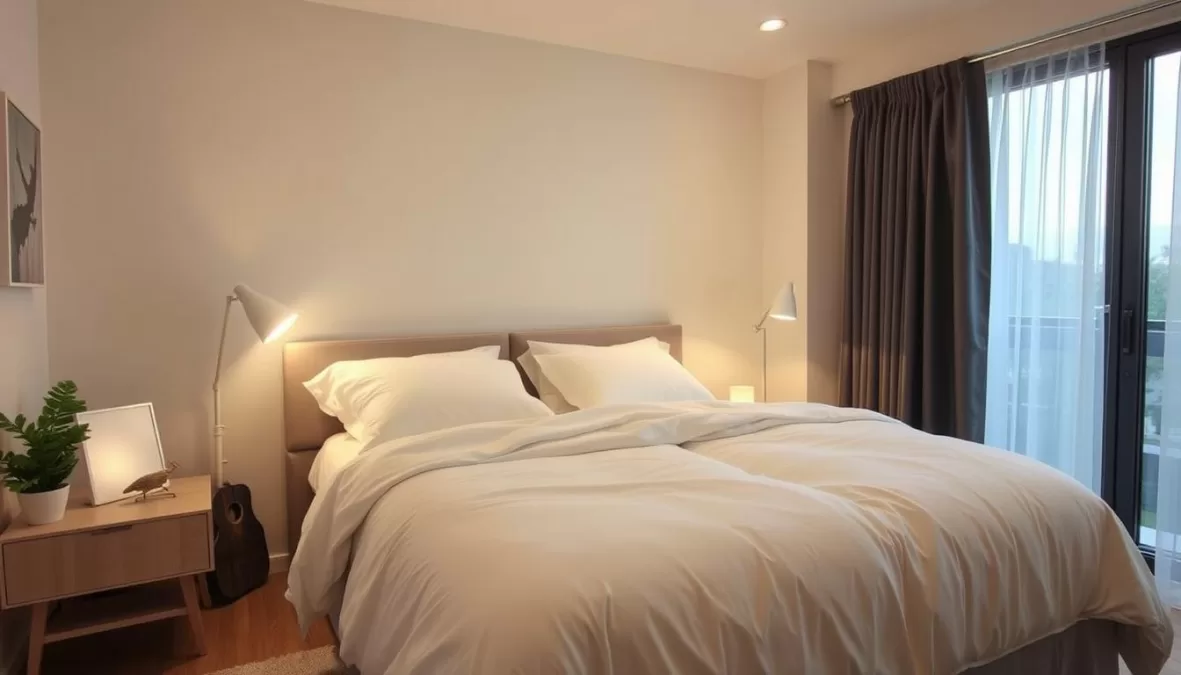 Peaceful bedroom setting for quality sleep as a stress management technique