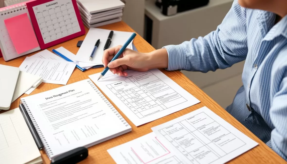 Person creating personalized stress management plan