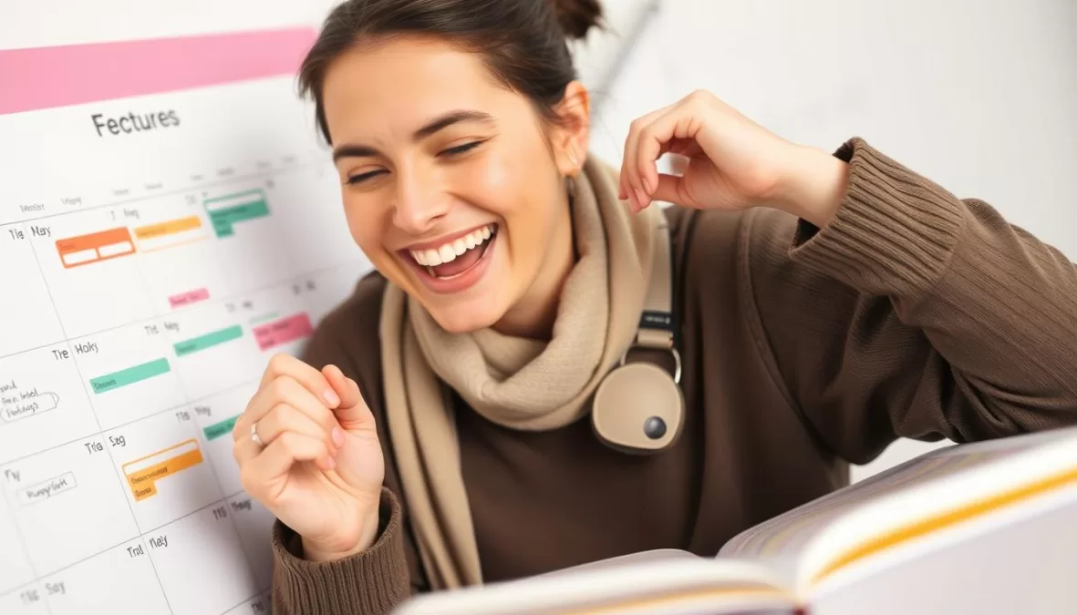 Person planning enjoyable future activities for mental health