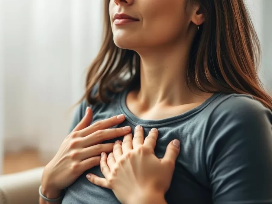 Person practicing deep breathing exercise for stress management