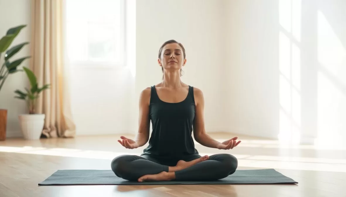 Person practicing mindfulness meditation for stress management techniques
