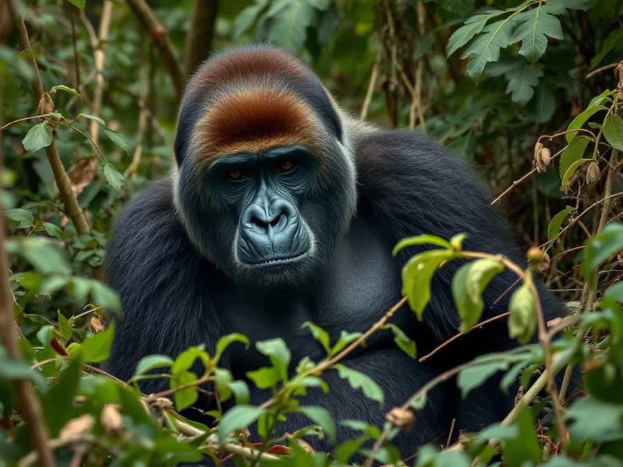 Rare Cross River gorilla in forest habitat, one of the most endangered animals in the world 2025