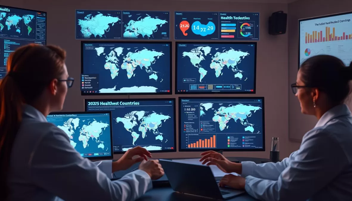 Researchers analyzing global health data for the 2025 country rankings