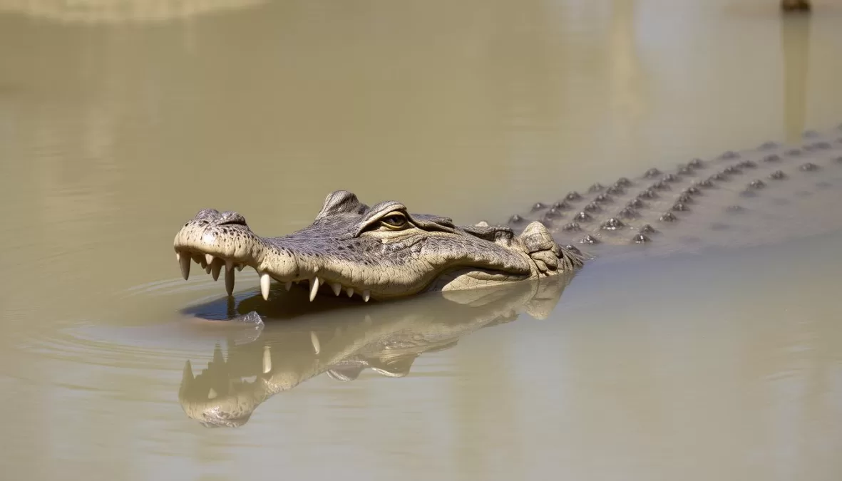 Saltwater crocodile with open jaws in water, one of the deadliest animals in the world