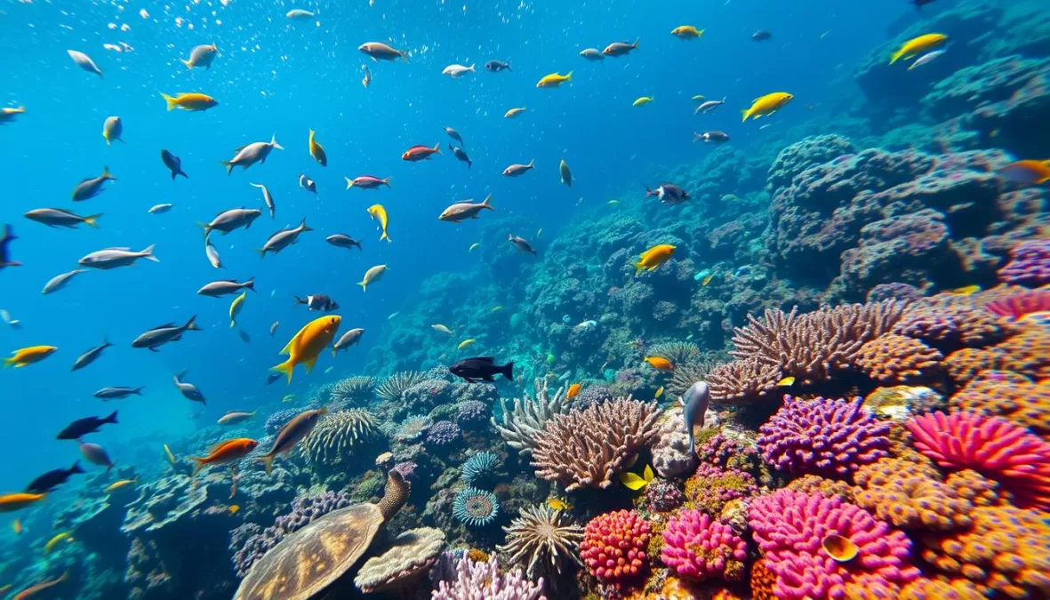 Scene from Blue Planet II showing underwater marine life