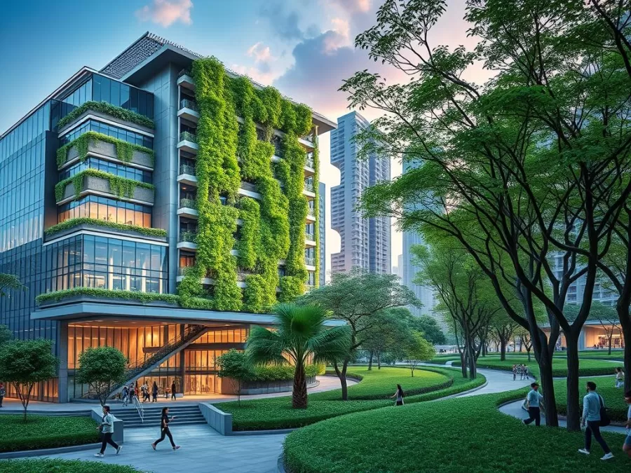 Singapore's modern healthcare facilities and urban green spaces integration