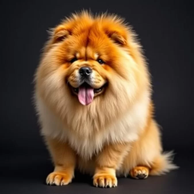 Chow Chow with distinctive lion-like mane and blue-black tongue