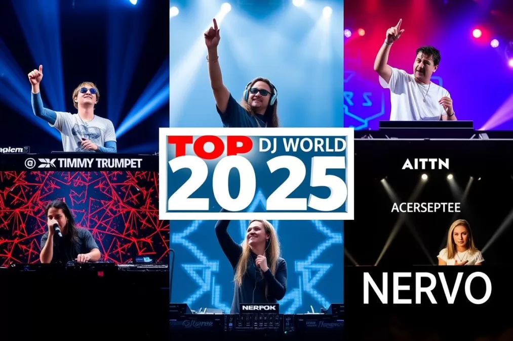 Collage of the remaining top 10 DJs performing at major festivals in 2025