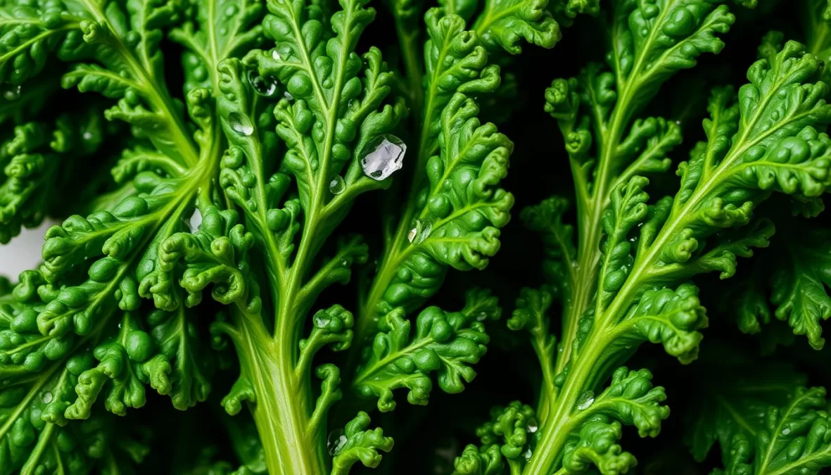 Fresh kale leaves, one of the top 10 most nutritious foods in the world, rich in vitamins and minerals