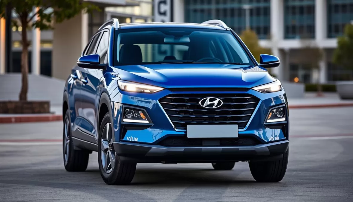 Hyundai Venue compact SUV in denim blue color showing its premium design, featured in top 10 cars under 10 lakhs in India