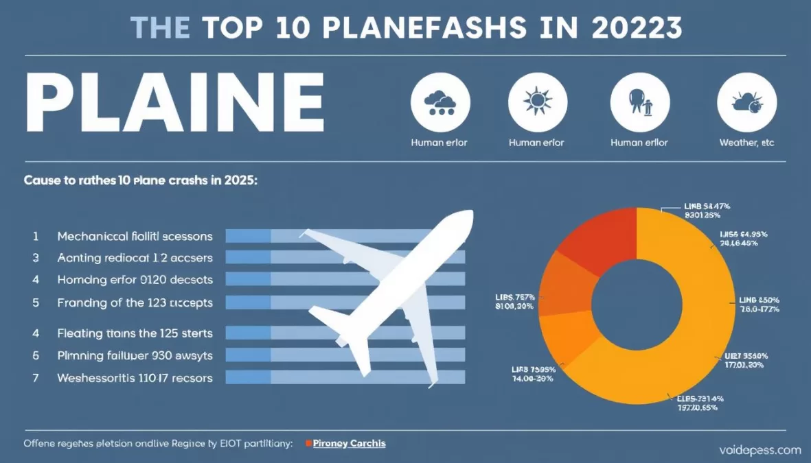 Infographic showing breakdown of causes for top 10 plane crashes in the world 2025
