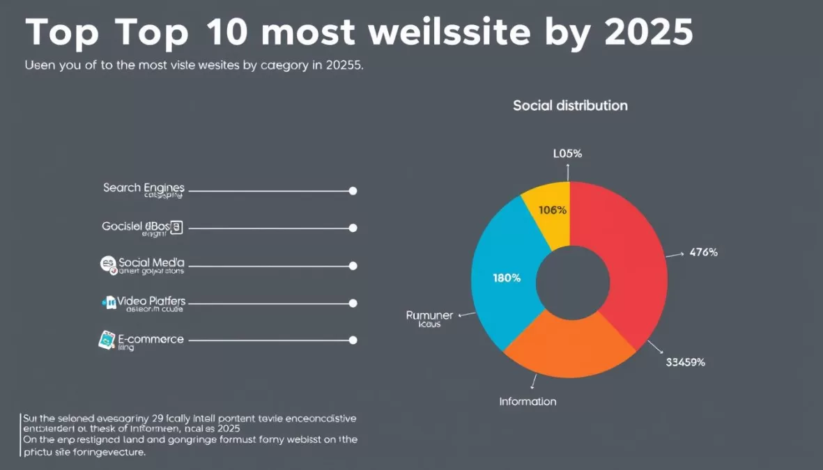 Infographic showing the distribution of the top 10 most visited websites by category in 2025