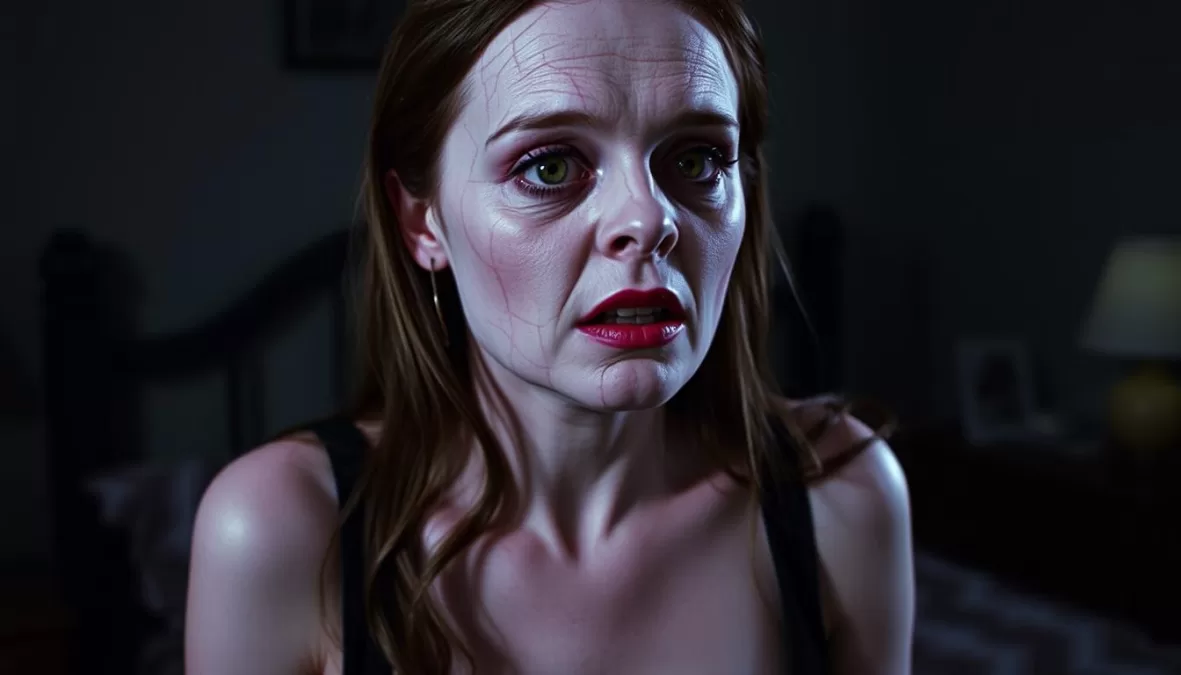 Linda Blair as the possessed Regan MacNeil in The Exorcist with demonic makeup