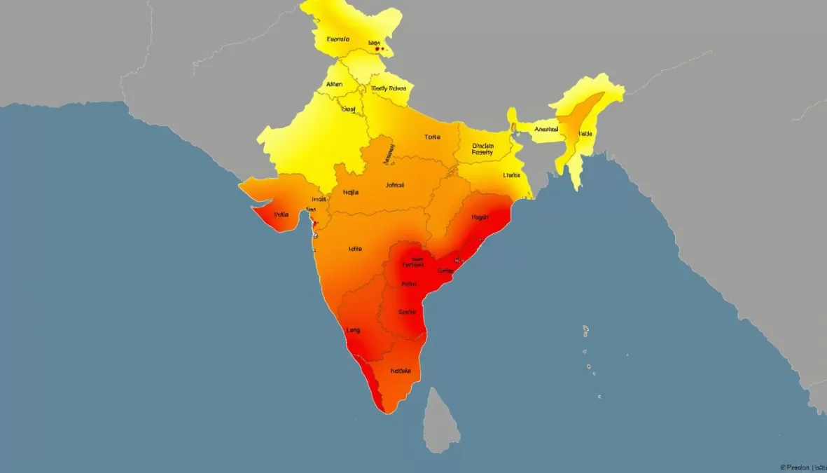 Map of India showing population density across different states in 2025