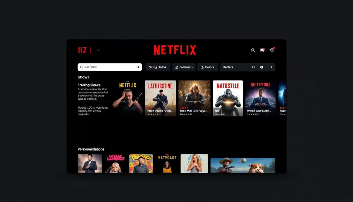 Netflix homepage showing trending content in 2025