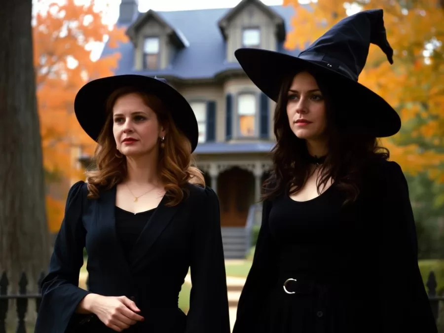 Nicole Kidman and Sandra Bullock as the witch sisters in Practical Magic