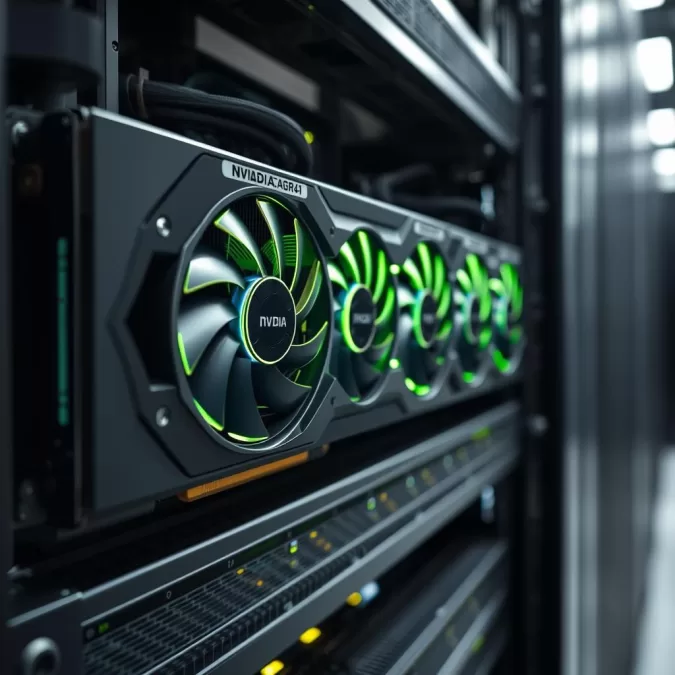 Nvidia GPU technology powering AI data centers with performance metrics