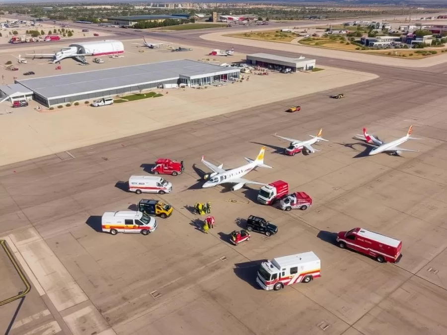 Scottsdale Municipal Airport with emergency response teams