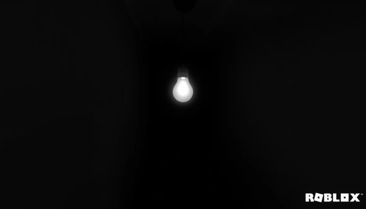 Screenshot from Light Bulb: Reillumination showing a dark room with a single light bulb