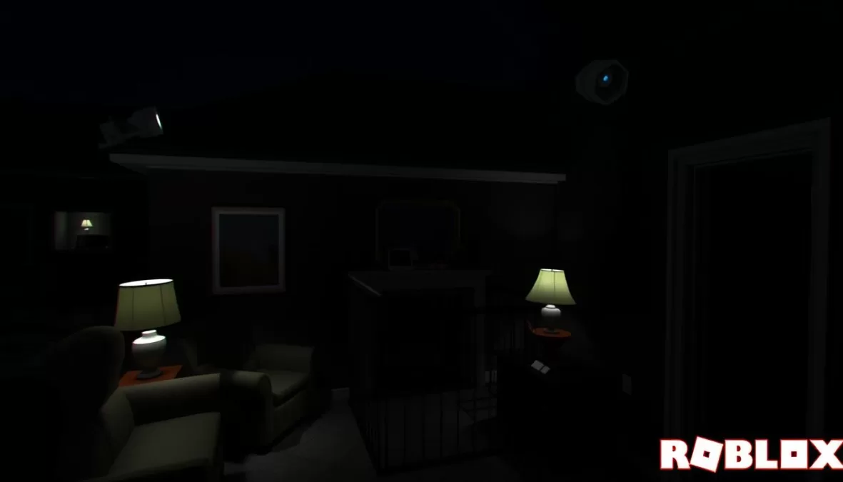 Screenshot from The Intruder showing a suburban house at night with an ominous presence