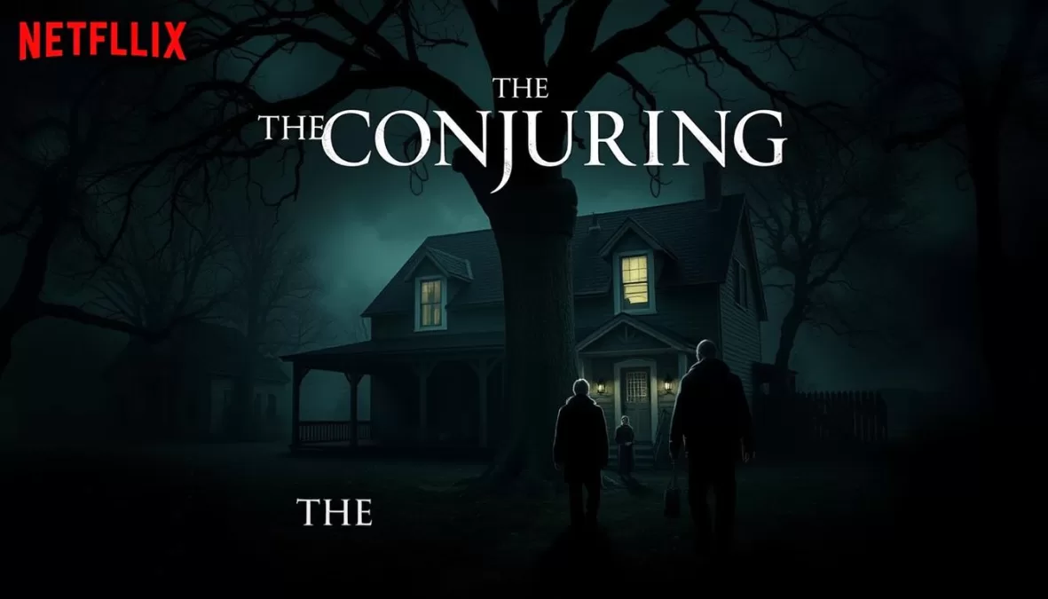 The Conjuring movie poster showing a haunted farmhouse with supernatural elements - top 10 scary movies on netflix