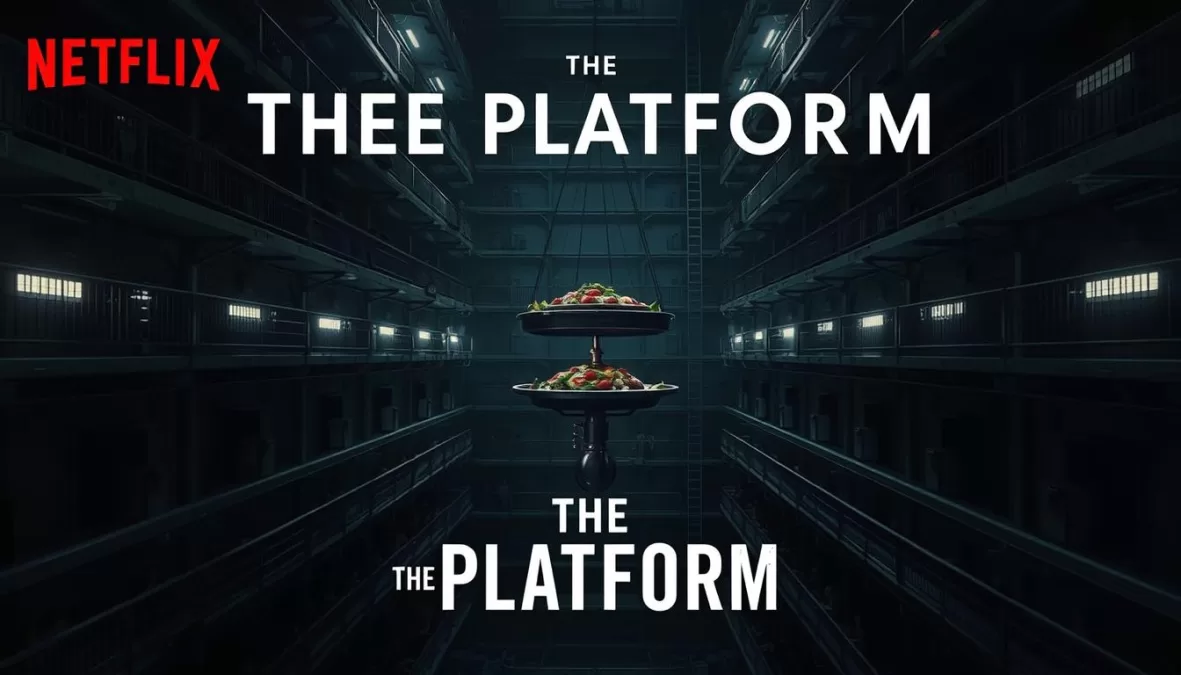 The Platform movie poster showing the vertical prison structure - top 10 scary movies on netflix