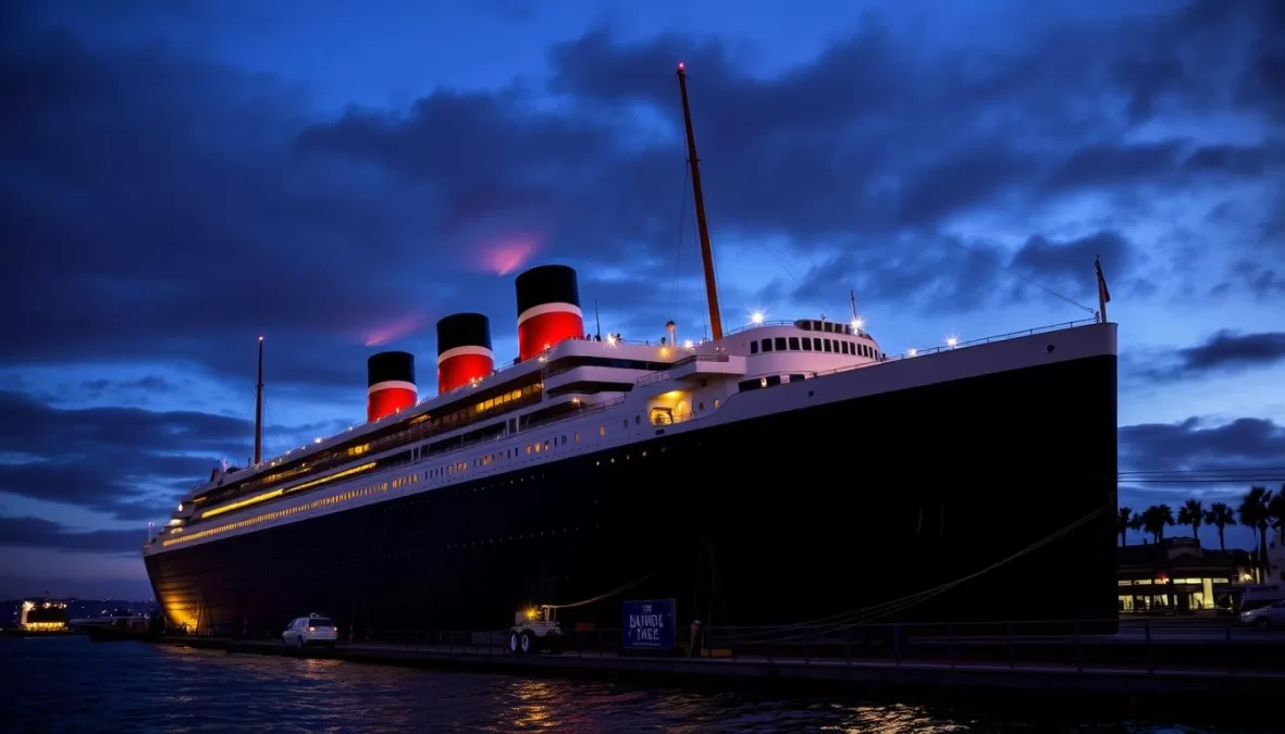 The Queen Mary ship in Long Beach, a floating scary place in America