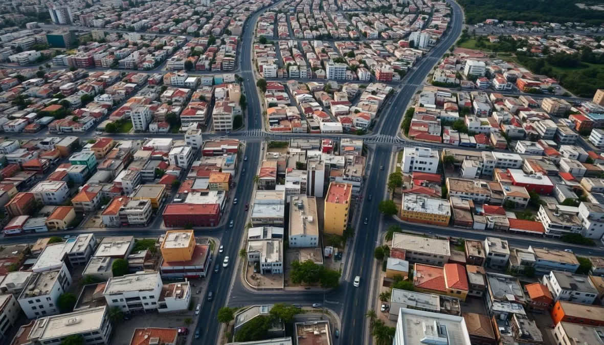 Tijuana cityscape showing urban sprawl with police presence in the most dangerous city in the world