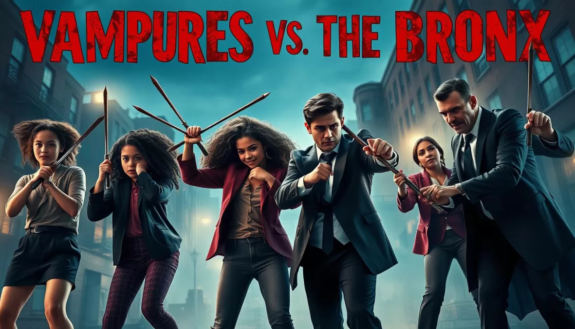Vampires vs. the Bronx movie poster showing teenagers fighting vampires - top 10 scary movies on netflix